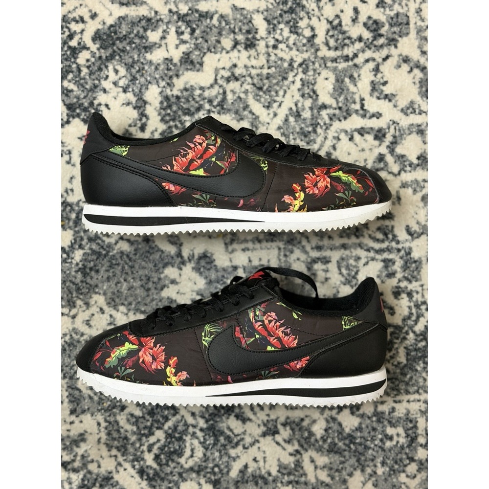 Nike Cortez Basic Floral Print Black Red Shoes Mens Size 9.5 US BV6067-001